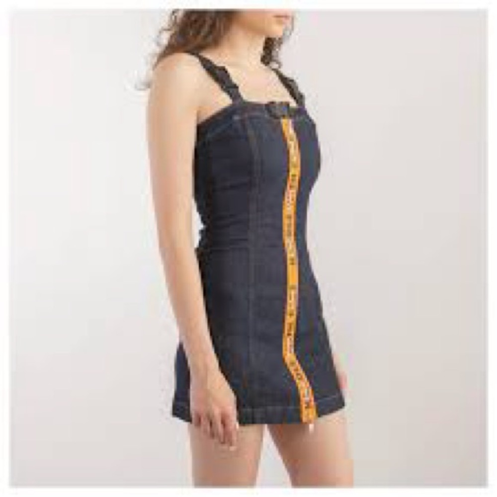 HERON PRESTON Denim Dress with Orange Strap